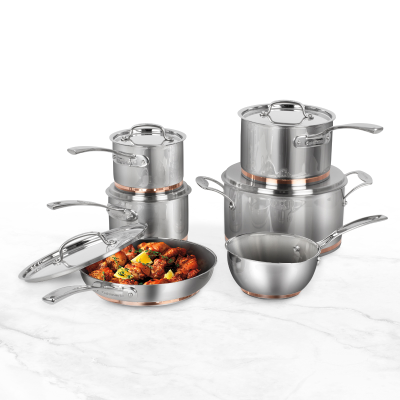 11-Piece Stainless Steel Copper Band Cookware Set - Image 8