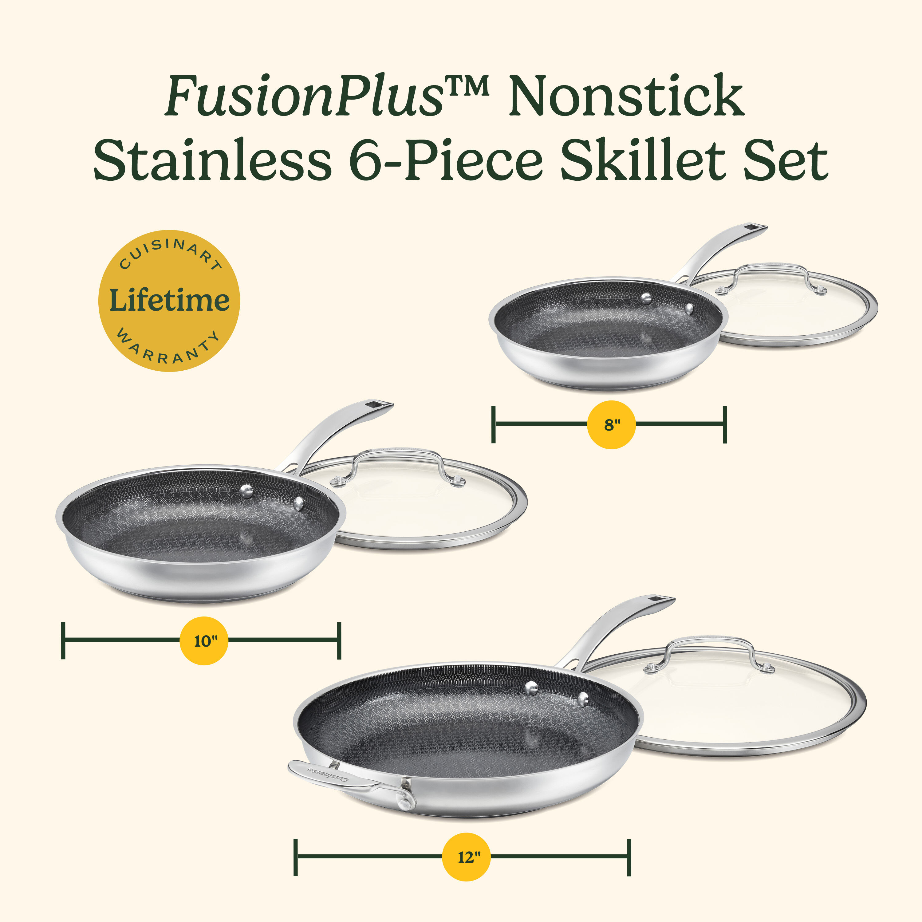 6-Piece FusionPlus Nonstick Stainless Skillet Set - Image 10