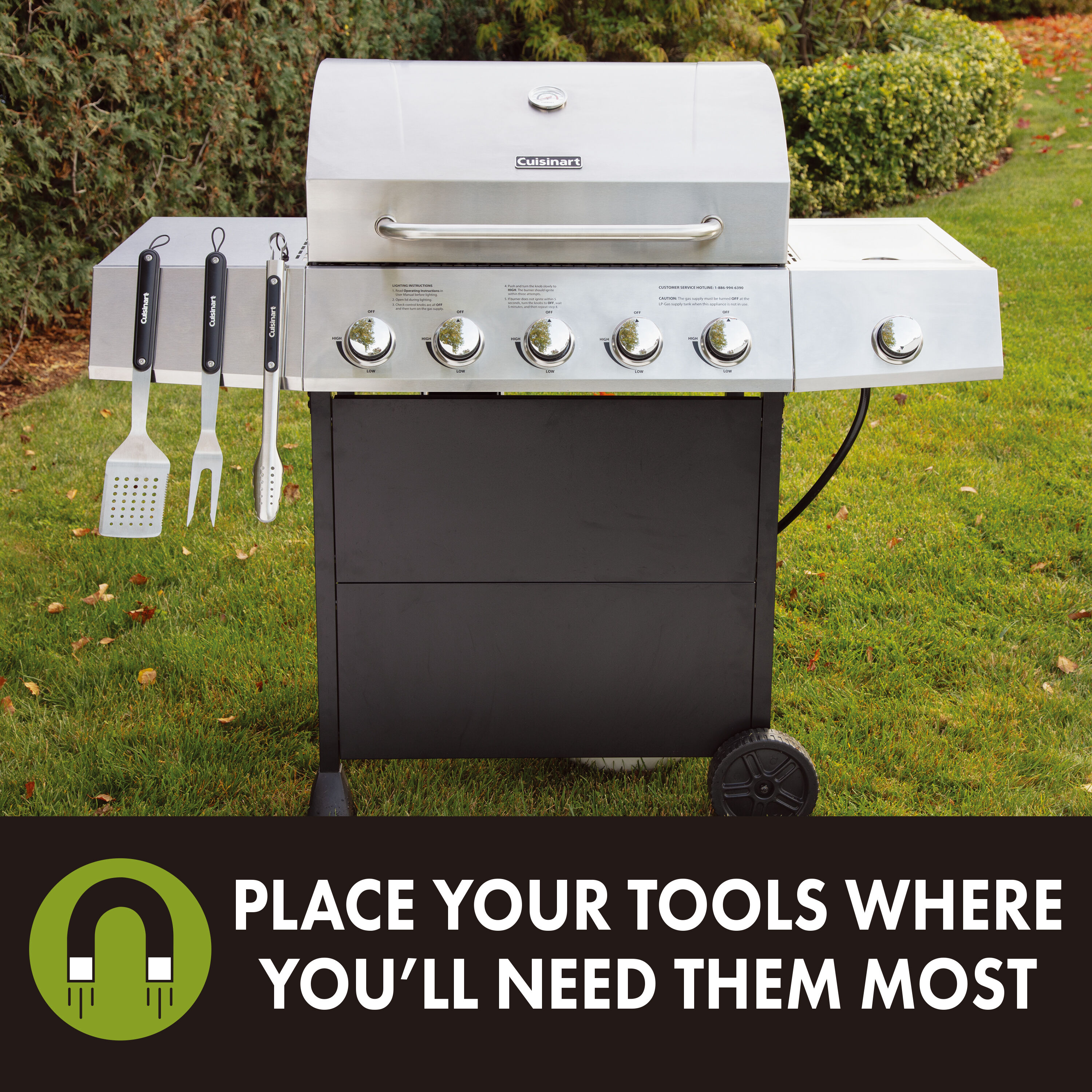 Cuisinart 3 Piece Magnetic Grill Tool Set - Image 2