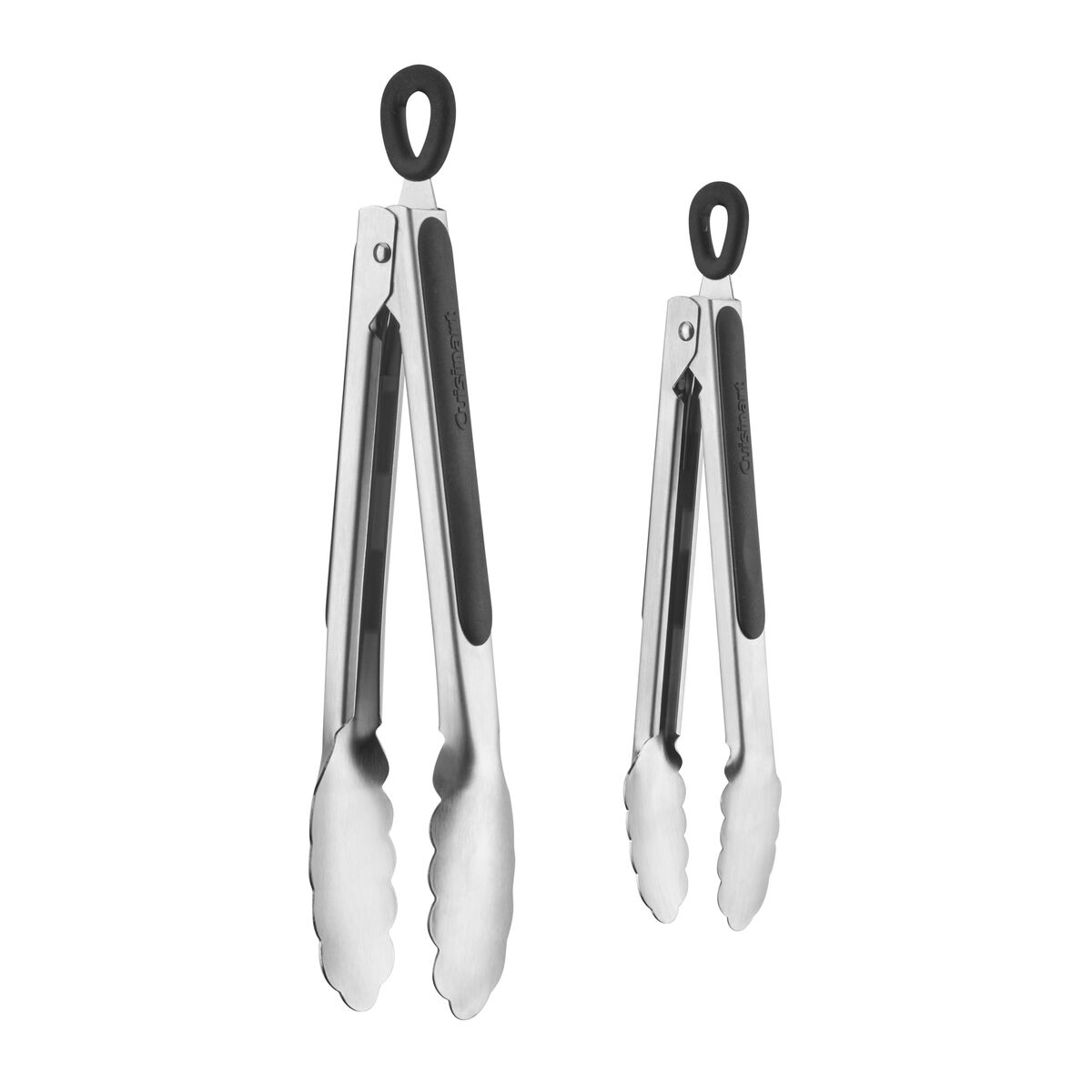 2pc Tong Set: 7" and 9" Stainless Steel Tongs - Image 2