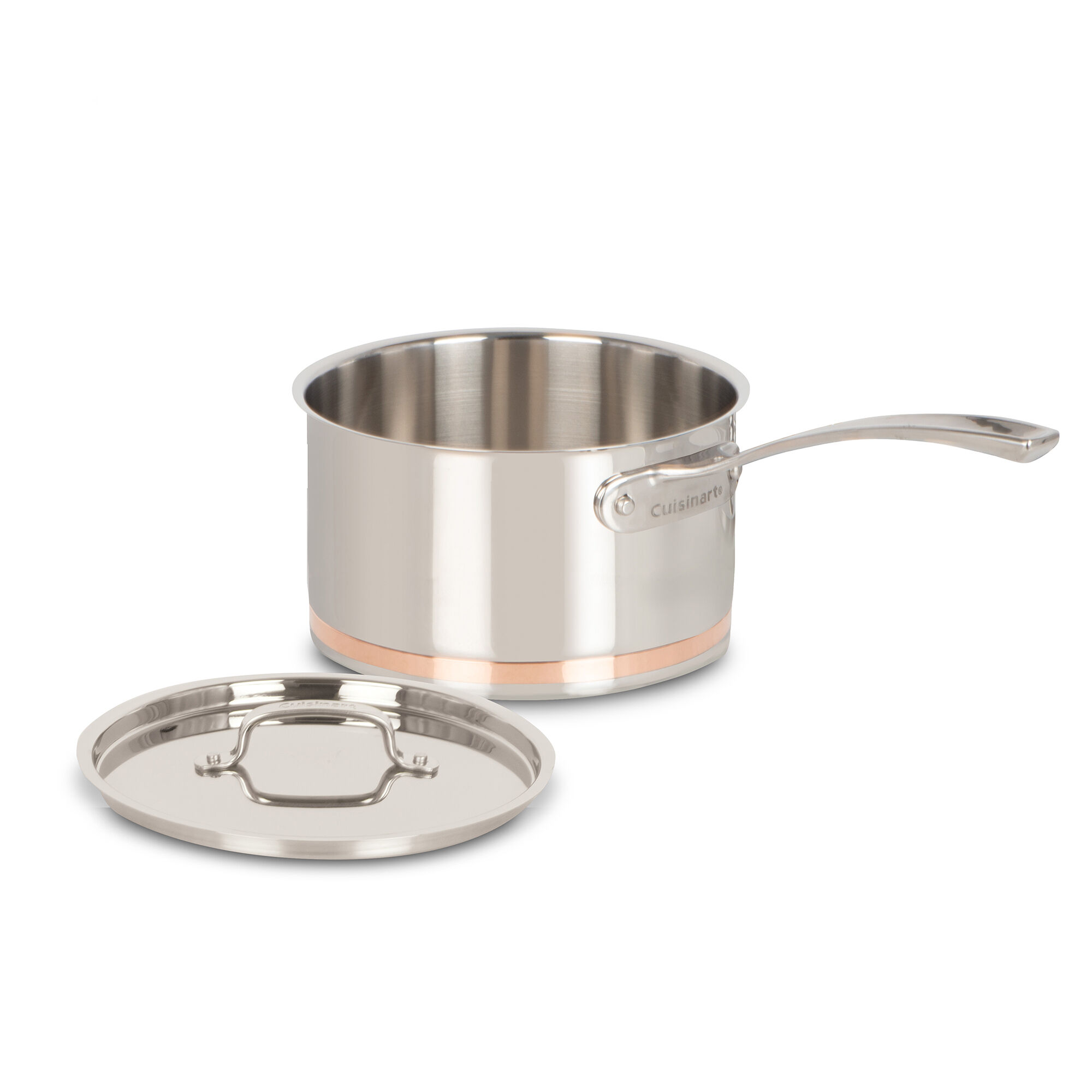 3.5 Qt. Stainless Steel Copper Band Saucepan with Cover — Cookware